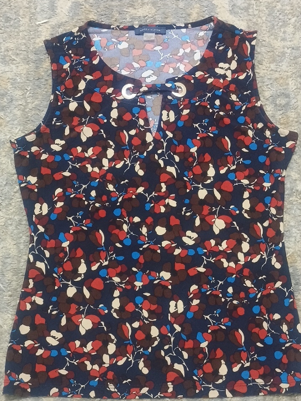 Sleeveless Abstract Floral Print Top
